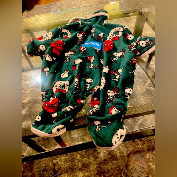 Dog Peanuts Christmas Themed Velour Pajama Onesie Poshmark